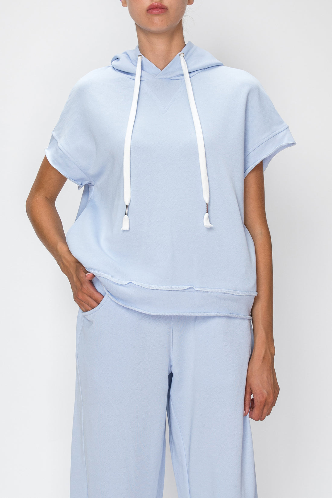 Short Sleeve French Terry Hoodie Tee by Knit Riot
