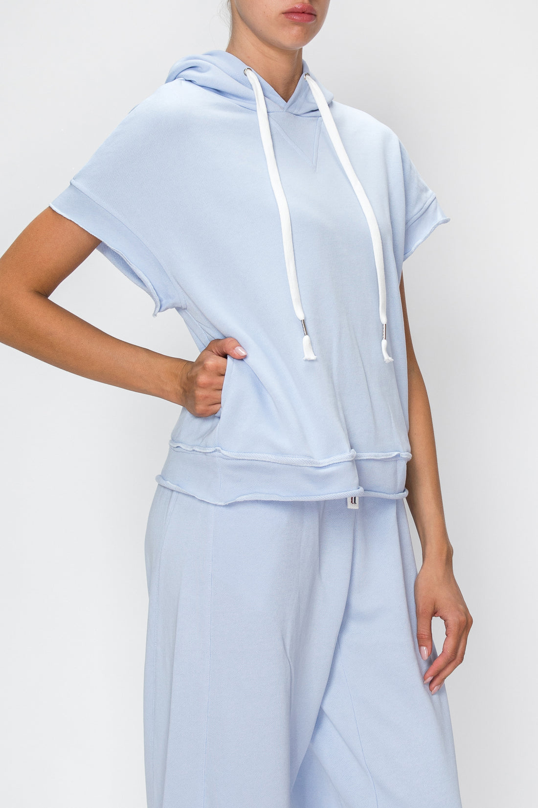 Short Sleeve French Terry Hoodie Tee by Knit Riot