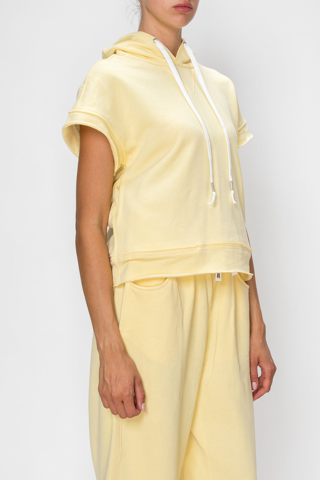 Short Sleeve French Terry Hoodie Tee by Knit Riot
