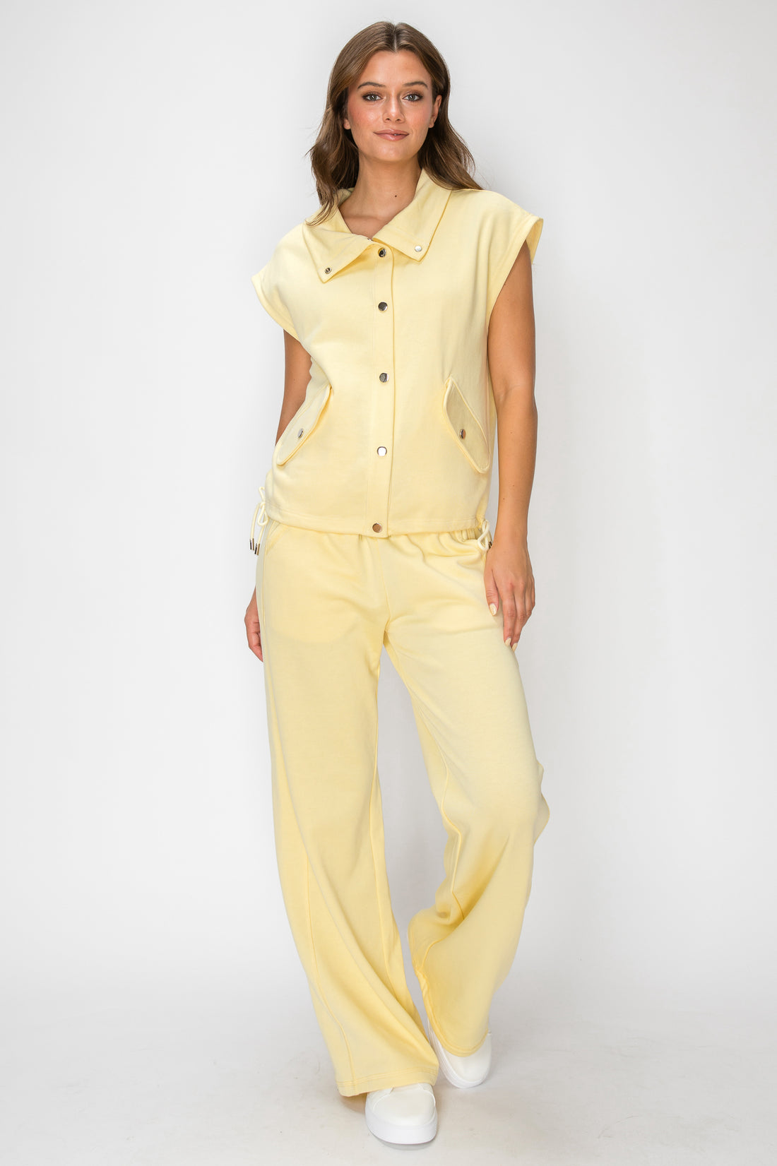 Button Down French Terry Vest