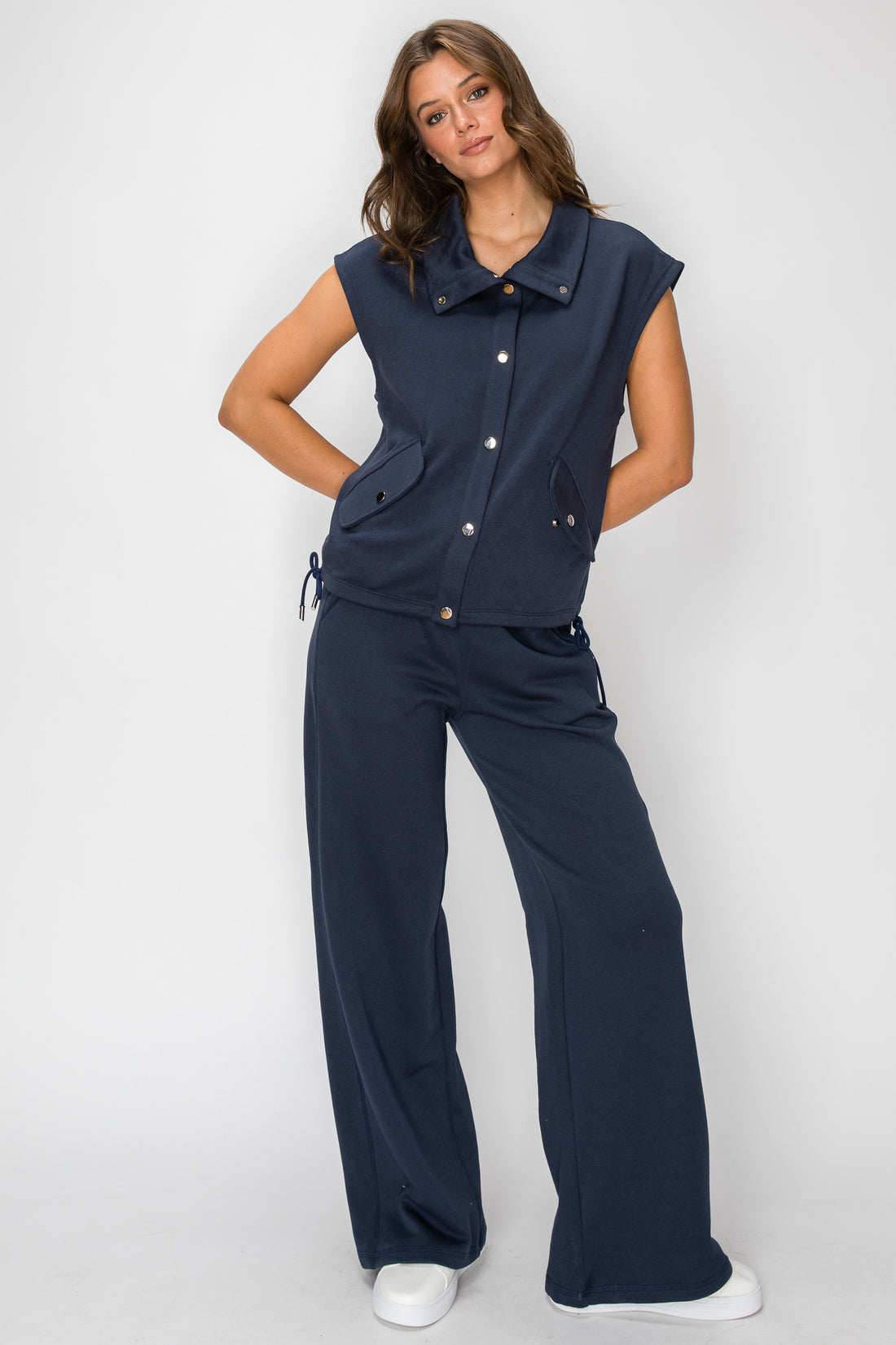 Button Down French Terry Vest