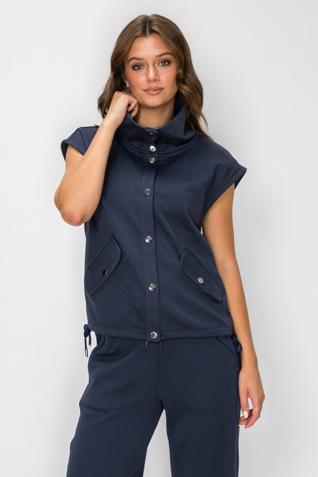 Button Down French Terry Vest
