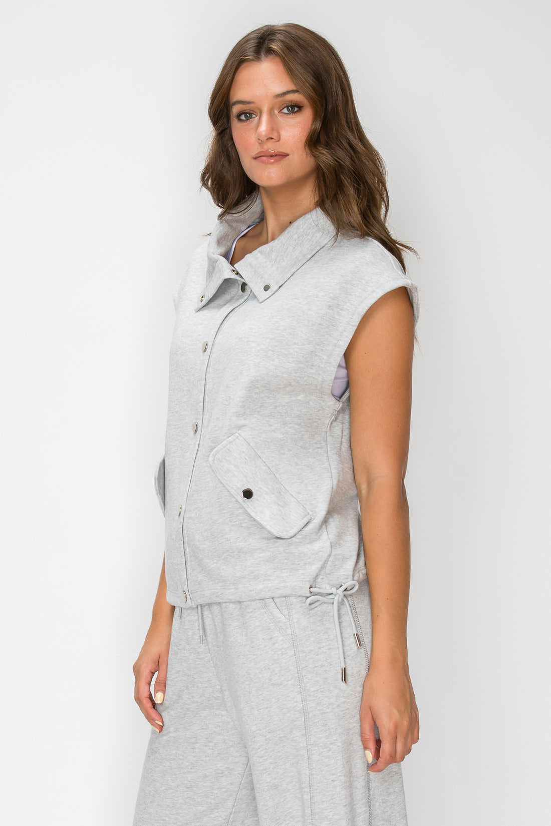 Button Down French Terry Vest