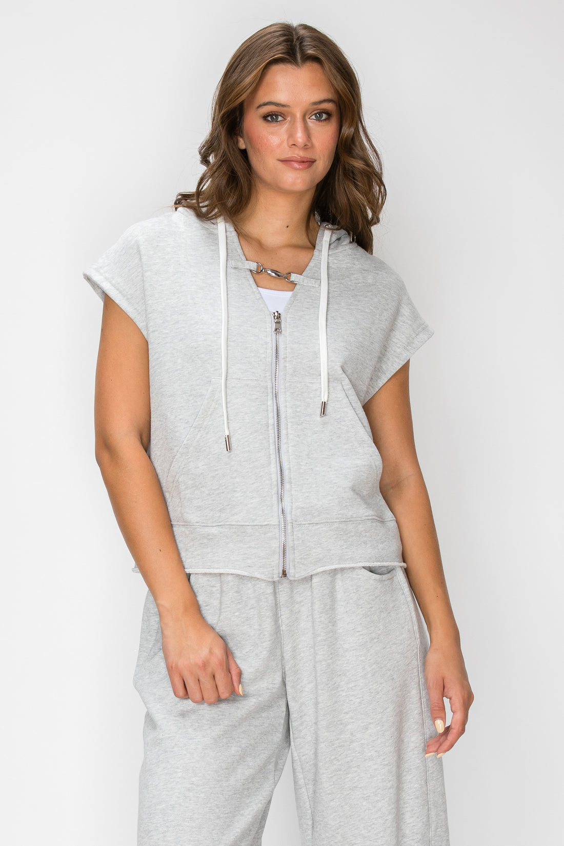 French Terry Toggle Zip Hoodie Vest