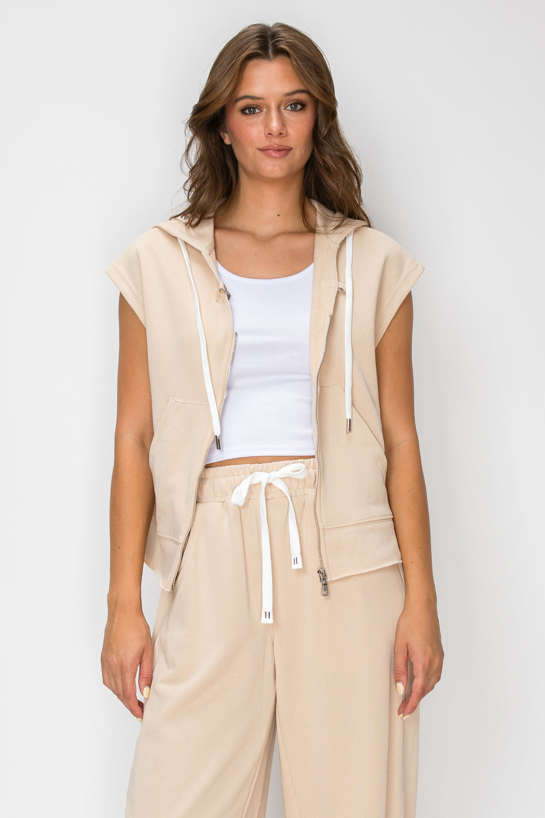 French Terry Toggle Zip Hoodie Vest