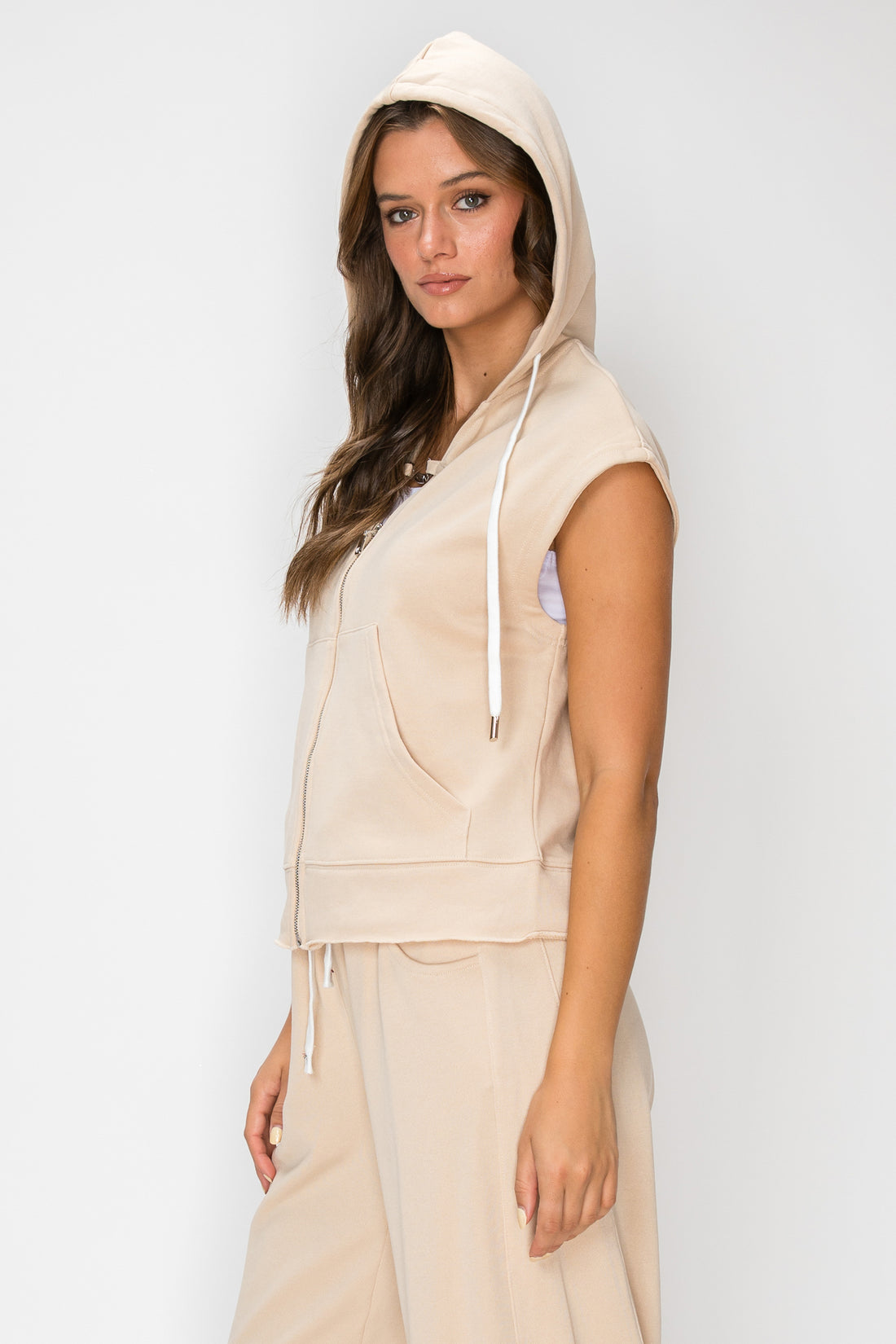 French Terry Toggle Zip Hoodie Vest