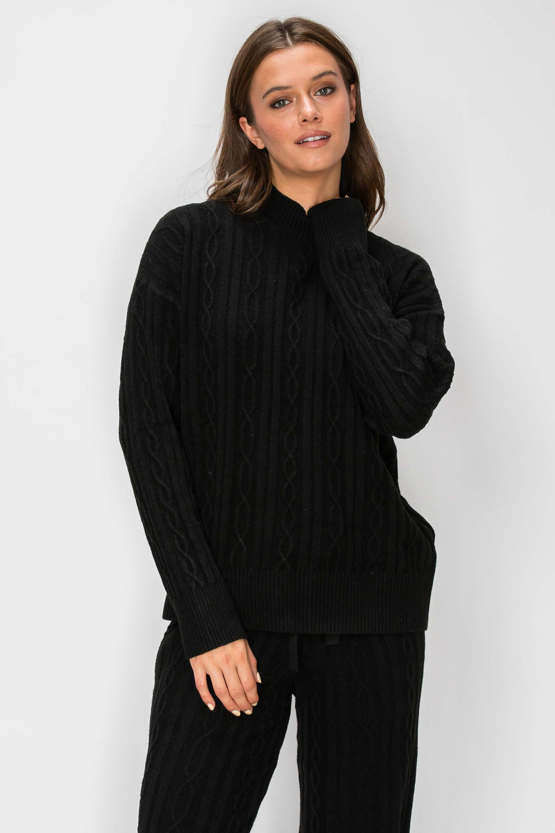 Sierra Cable-Knit Mock Neck