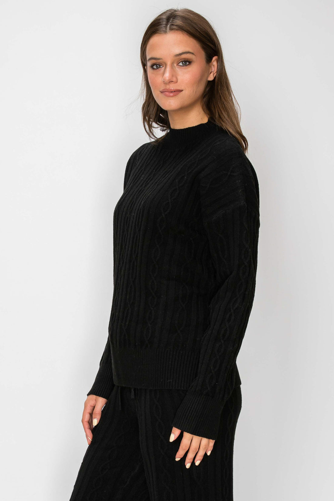 Sierra Cable-Knit Mock Neck