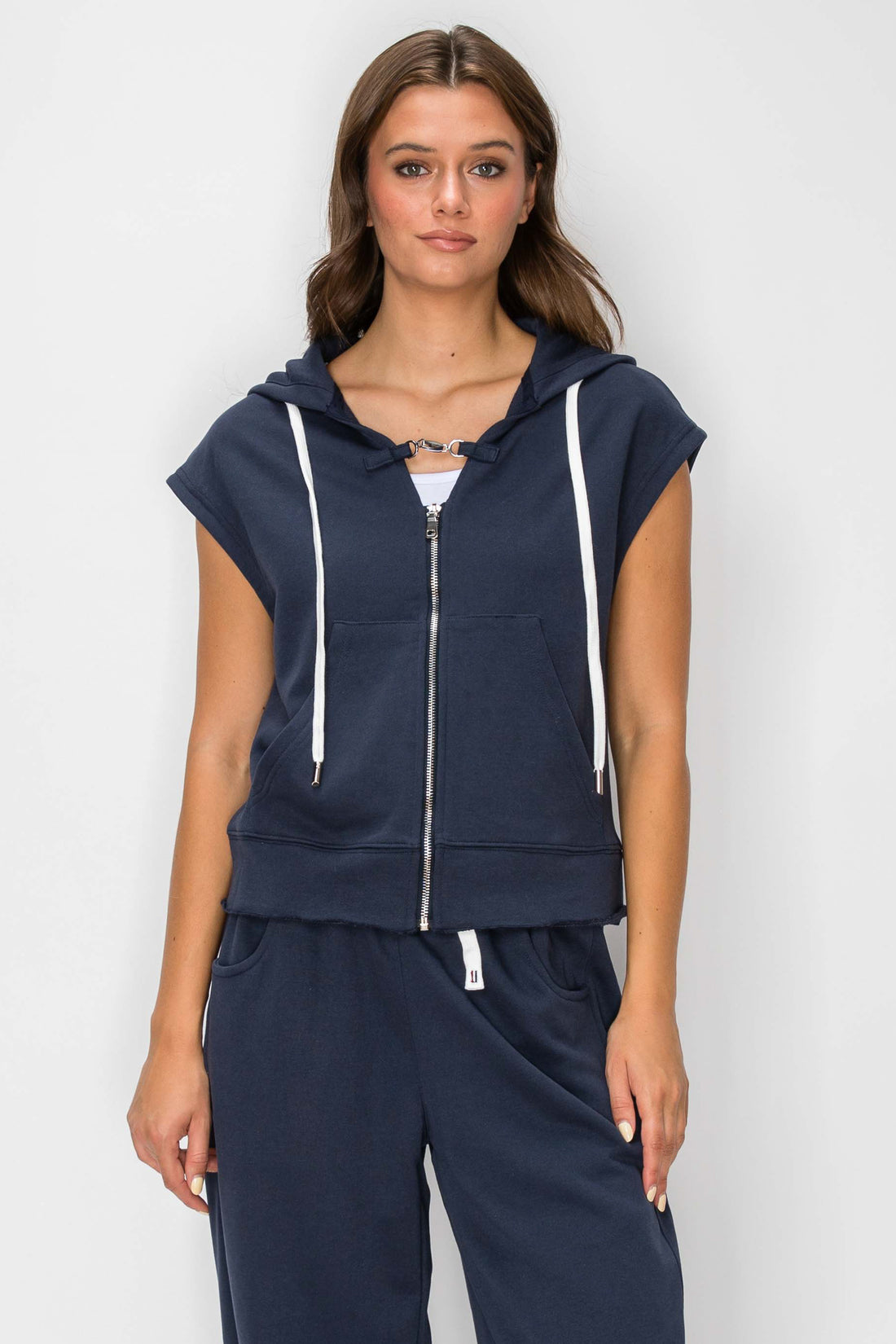 French Terry Toggle Zip Hoodie Vest