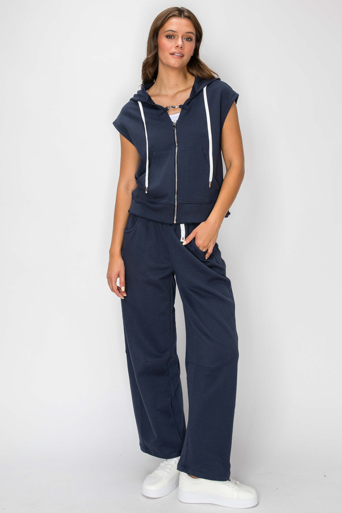 French Terry Toggle Zip Hoodie Vest
