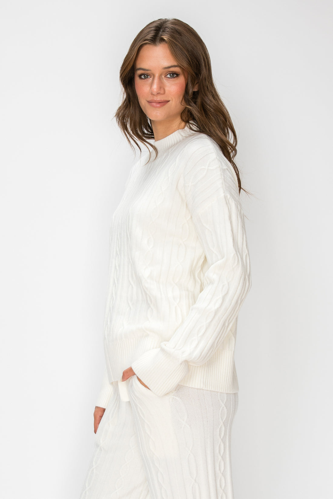 Sierra Cable-Knit Mock Neck