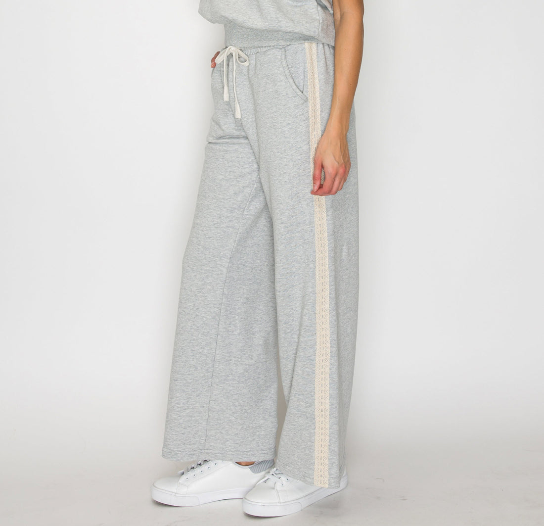 Side Lace French Terry Pants- Heather Grey (Pack XS-S-M-L 1-2-2-1)
