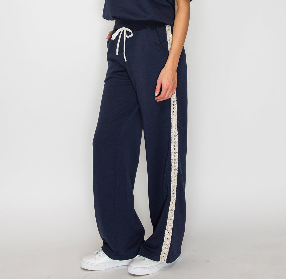 Side Lace French Terry Pants- Navy (Pack XS-S-M-L 1-2-2-1)