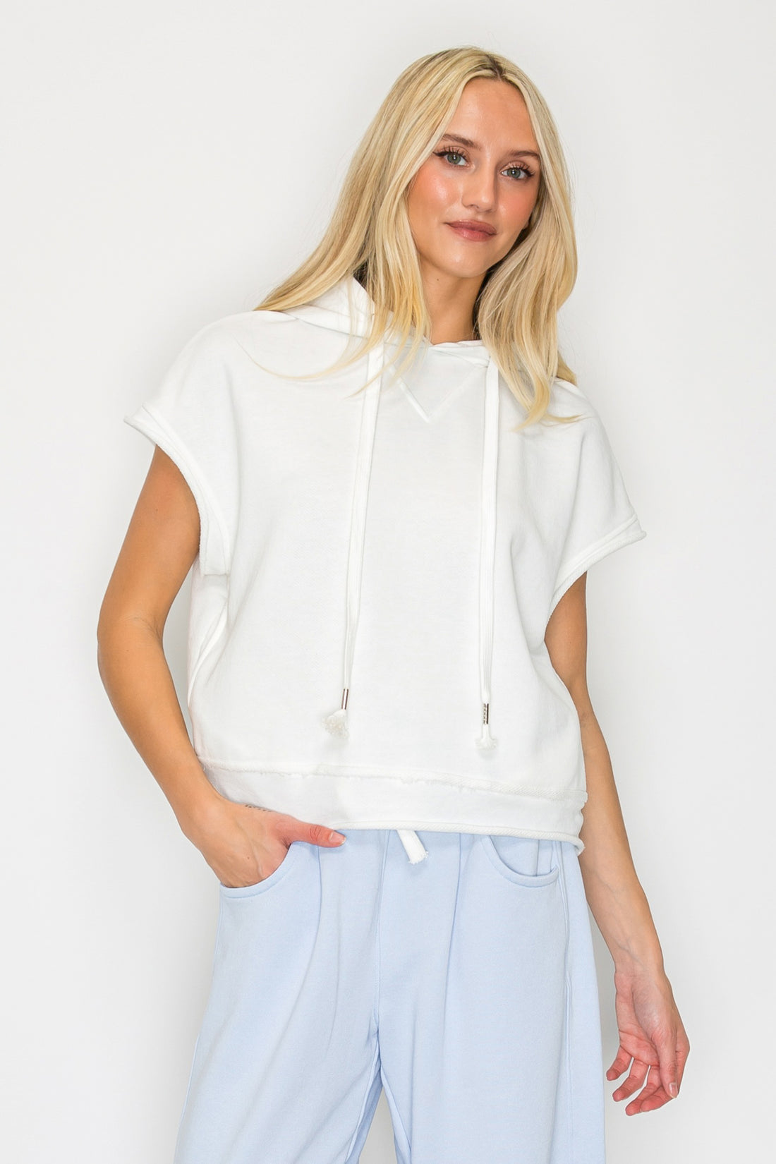Short Sleeve French Terry Hoodie Tee by Knit Riot