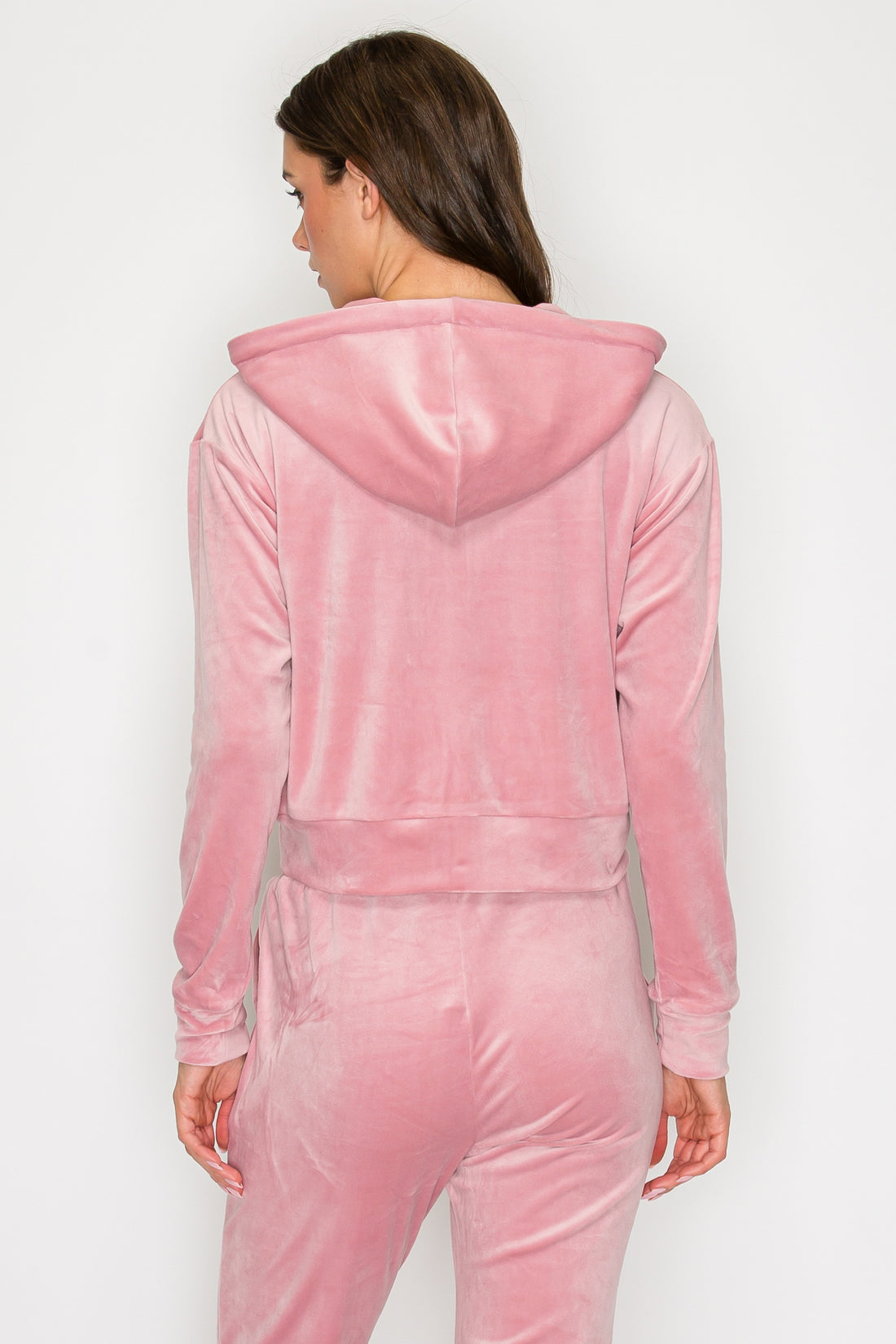 Classic Velour Zip Hoodie-Pink