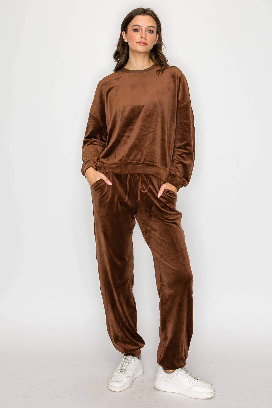 Velour Track Jogger-Chocolate