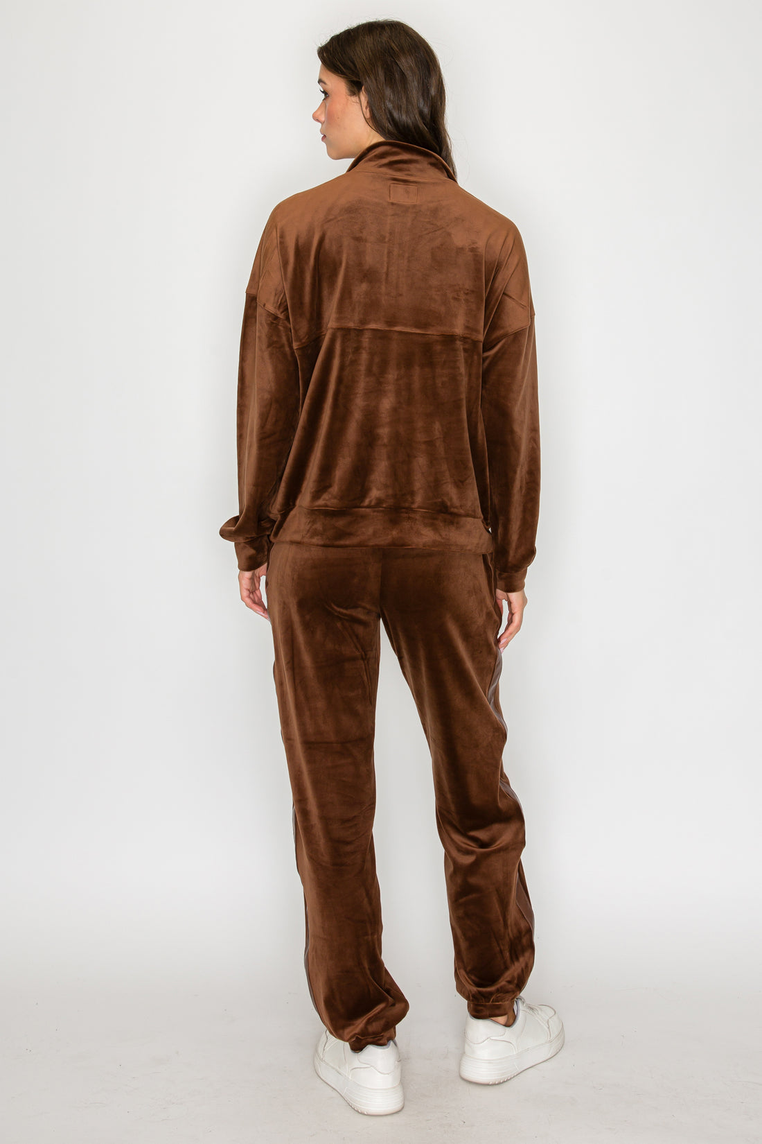 Velour Quarter-Zip Pullover-Chocolate