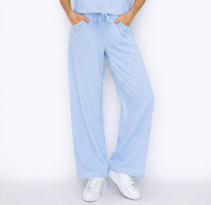 Wide-Leg French Terry Pants- Blue (Pack XS-S-M-L 1-2-2-1)