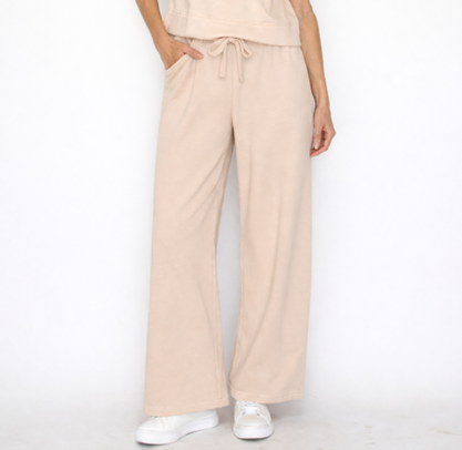 Wide-Leg French Terry Pants- Latte (Pack XS-S-M-L 1-2-2-1)