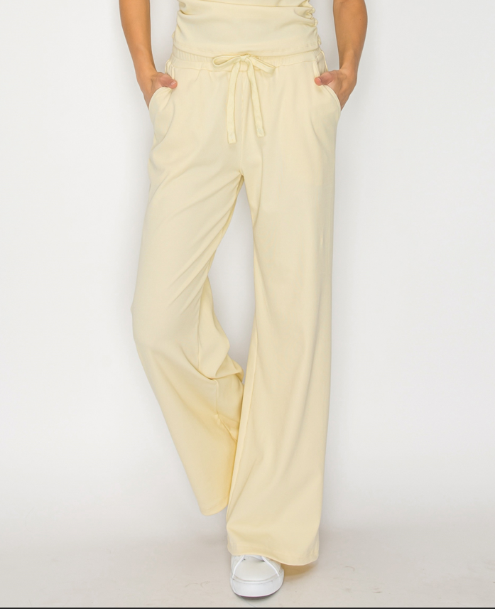 Micro Rib Relaxed-Leg Pants