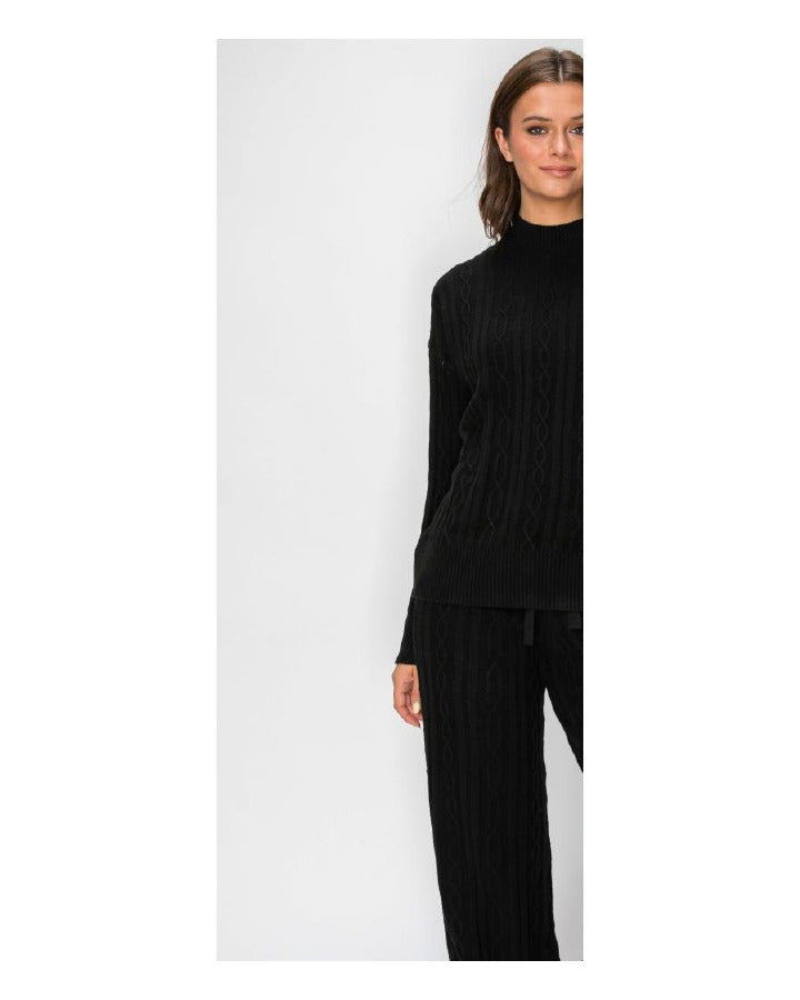 Sierra Cable-Knit Mock Neck - Black wholesale pack