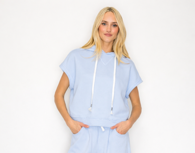Short Sleeve French Terry Hoodie Tee
