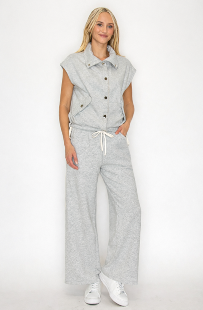 Button Down French Terry Vest